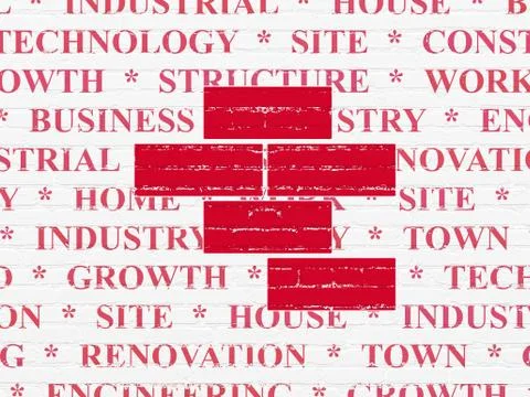 Constructing concept: Bricks on wall background Stock Illustration