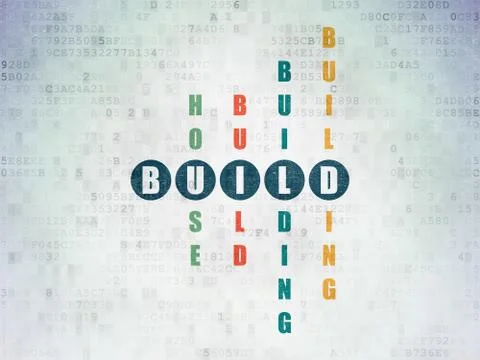 Constructing concept: Build in Crossword Puzzle Stock Illustration