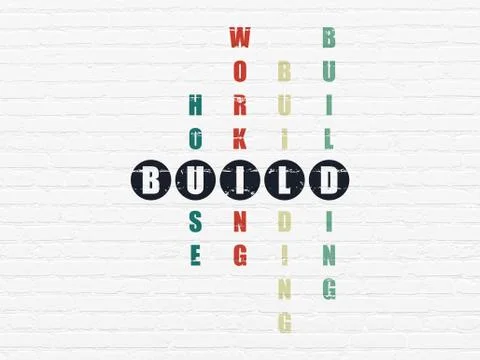 Constructing concept: Build in Crossword Puzzle 스톡 일러스트