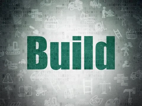 Constructing concept: Build on Digital Data Paper background Stock Illustration