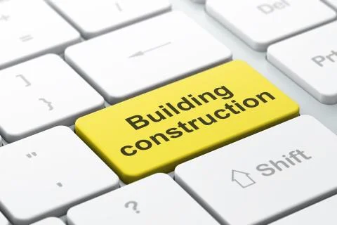 Constructing concept: Building Construction on computer keyboard background Stock Illustration