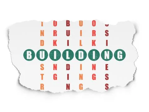 Constructing concept: Building in Crossword Puzzle Ilustración de archivo