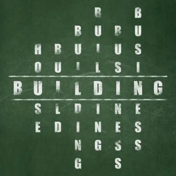Constructing concept: Building in Crossword Puzzle Ilustración de archivo