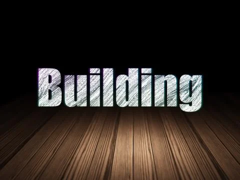 Constructing concept: Building in grunge dark room Illustrazione stock