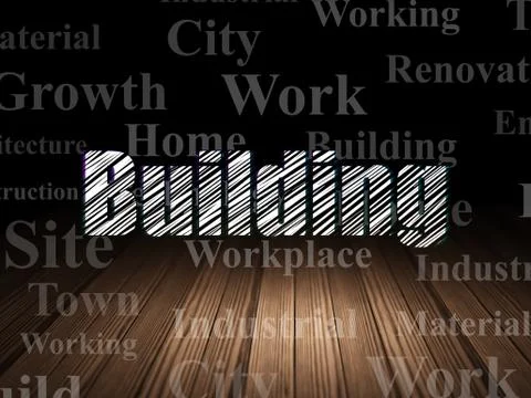 Constructing concept: Building in grunge dark room Stock Illustration