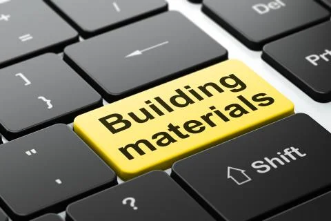 Constructing concept: Building Materials on computer keyboard background Stock Illustration
