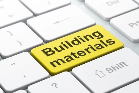 Constructing concept: Building Materials on computer keyboard background Stock Illustration