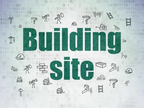 Constructing concept: Building Site on Digital Data Paper background Ilustración de archivo