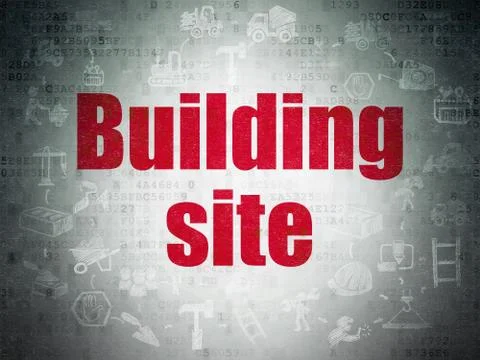 Constructing concept: Building Site on Digital Data Paper background Ilustración de archivo