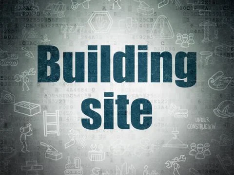 Constructing concept: Building Site on Digital Data Paper background Ilustración de archivo