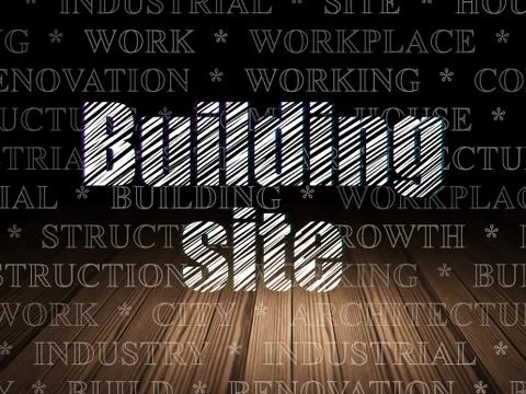 Constructing concept: Building Site in grunge dark room Illustrazione stock