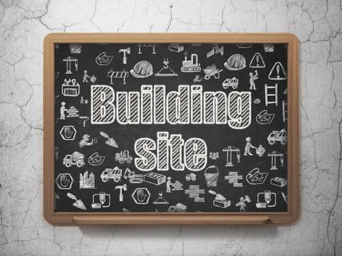 Constructing concept: Building Site on School board background Stock Illustration