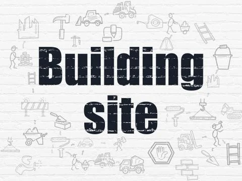 Constructing concept: Building Site on wall background Stock Illustration