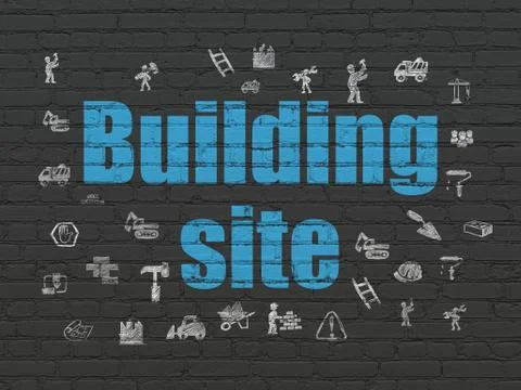 Constructing concept: Building Site on wall background Ilustración de archivo