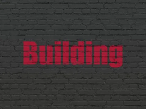 Constructing concept: Building on wall background Stock Illustration