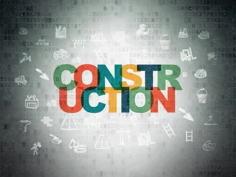 Constructing concept: Construction on Digital Data Paper background 库存插图