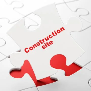 Constructing concept: Construction Site on puzzle background Stock Illustration