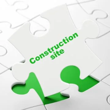 Constructing concept: Construction Site on puzzle background Stock Illustration