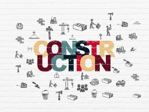 Constructing concept: Construction on wall background Stock Illustration