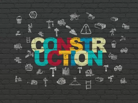 Constructing concept: Construction on wall background Stock Illustration