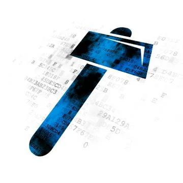 Constructing concept: Hammer on Digital background Ilustración de archivo