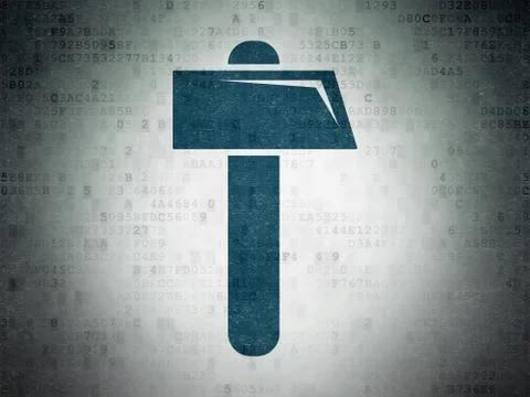 Constructing concept: Hammer on Digital Data Paper background Stock Illustration