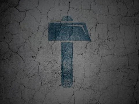 Constructing concept: Hammer on grunge wall background Stock Illustration
