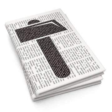 Constructing concept: Hammer on Newspaper background Ilustración de archivo