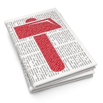 Constructing concept: Hammer on Newspaper background 스톡 일러스트