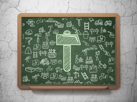 Constructing concept: Hammer on School board background Ilustración de archivo