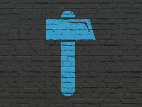 Constructing concept: Hammer on wall background Stock Illustration