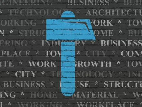 Constructing concept: Hammer on wall background Stock Illustration