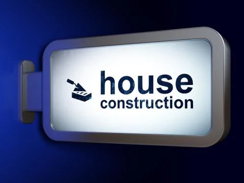 Constructing concept: House Construction and Brick Wall on billboard background Stock Illustration