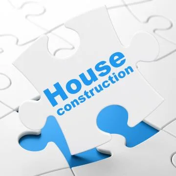 Constructing concept: House Construction on puzzle background 스톡 일러스트