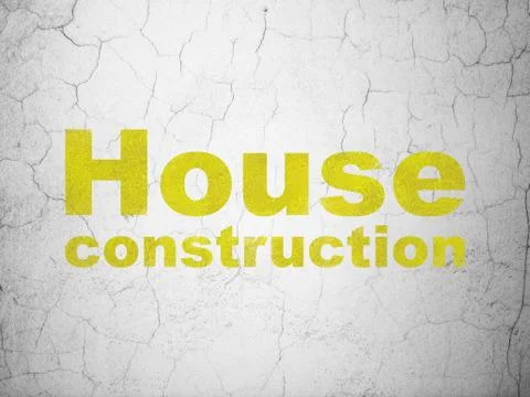 Constructing concept: House Construction on wall background Stock Illustration