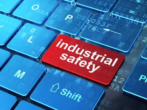 Constructing concept: Industrial Safety on computer keyboard background Stockillustratie