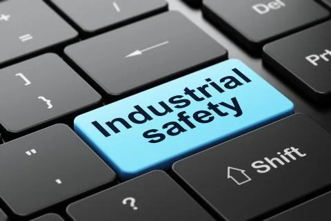 Constructing concept: Industrial Safety on computer keyboard background Stock Illustration