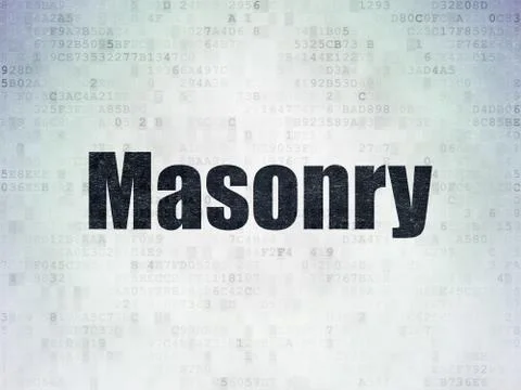 Constructing concept: Masonry on Digital Data Paper background Stock Illustration