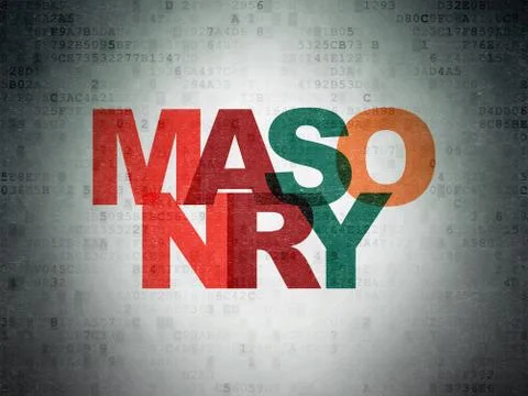 Constructing concept: Masonry on Digital Data Paper background Stock Illustration