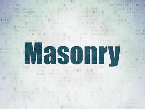 Constructing concept: Masonry on Digital Data Paper background Illustrazione stock