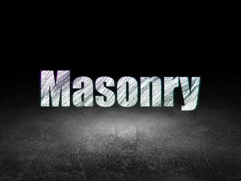 Constructing concept: Masonry in grunge dark room 스톡 일러스트