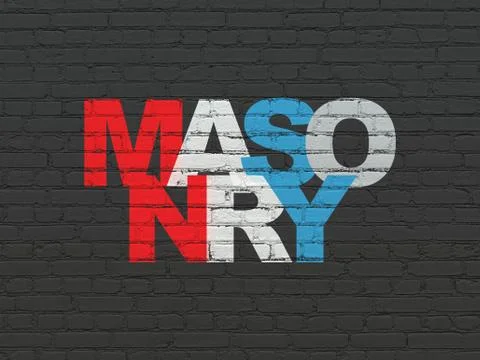 Constructing concept: Masonry on wall background Stock Illustration