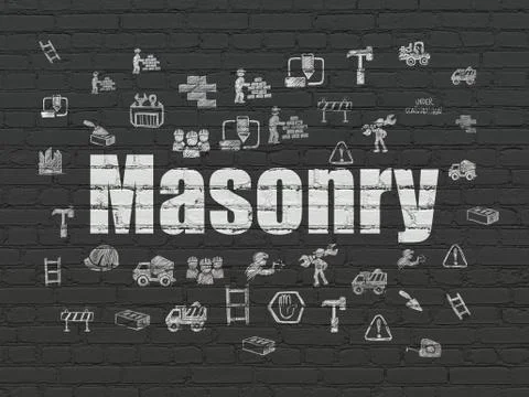 Constructing concept: Masonry on wall background Stock Illustration