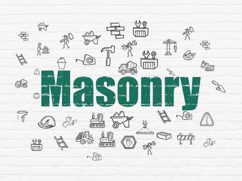 Constructing concept: Masonry on wall background Stock Illustration