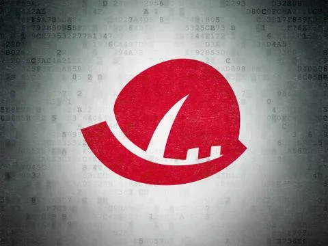 Constructing concept: Safety Helmet on Digital Data Paper background Ilustración de archivo