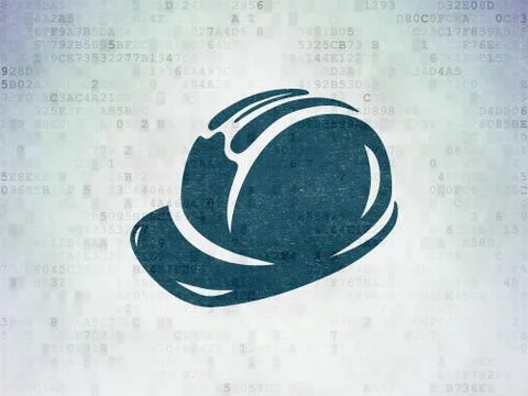 Constructing concept: Safety Helmet on Digital Data Paper background Stock Illustration