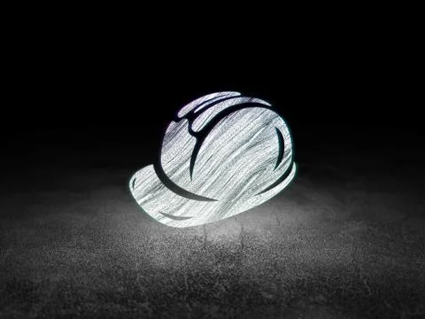 Constructing concept: Safety Helmet in grunge dark room Stock Illustration