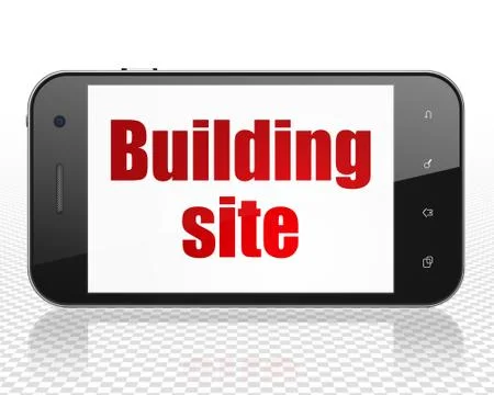 Constructing concept: Smartphone with Building Site on display Stock Illustration