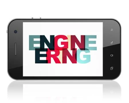 Constructing concept: Smartphone with Engineering on  displa Stock Illustration