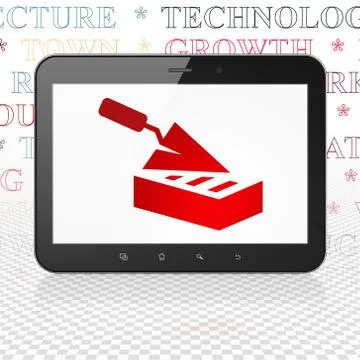 Constructing concept: Tablet Computer with Brick Wall on display Stock Illustration